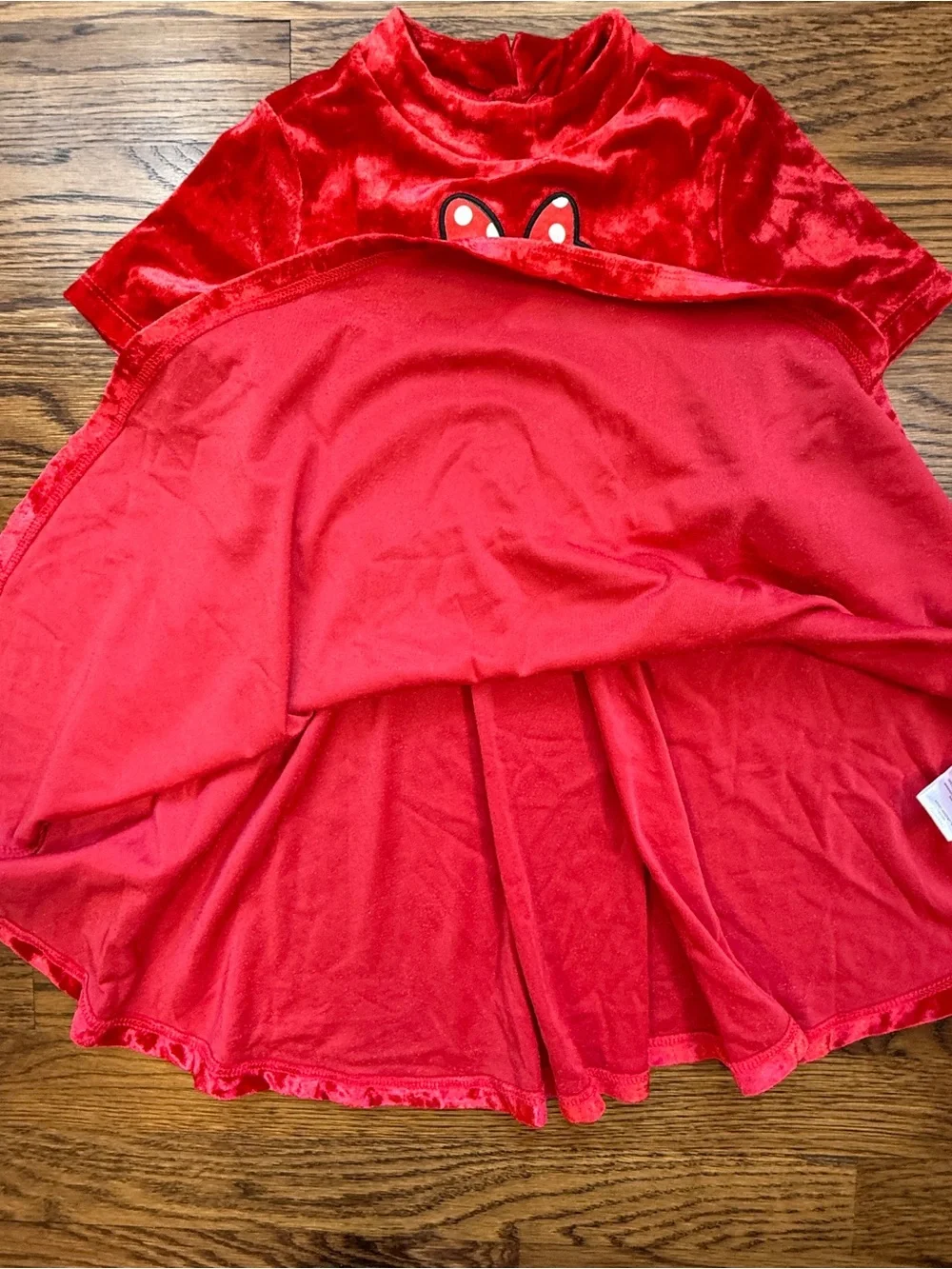 Disney Junior Girls Minnie Mouse Red Velvet Dress Embroidered Bow Detail 3T